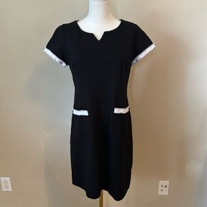 Talbots Petites Black Ponte Dress with Trim 6P